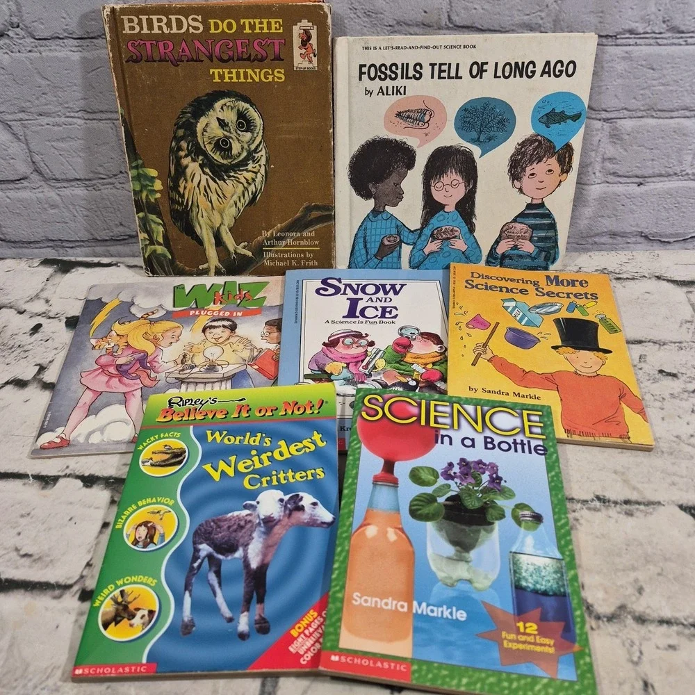 Lot 7 Vintage Kids Books Homeschool Science Educational Hardcover And Soft